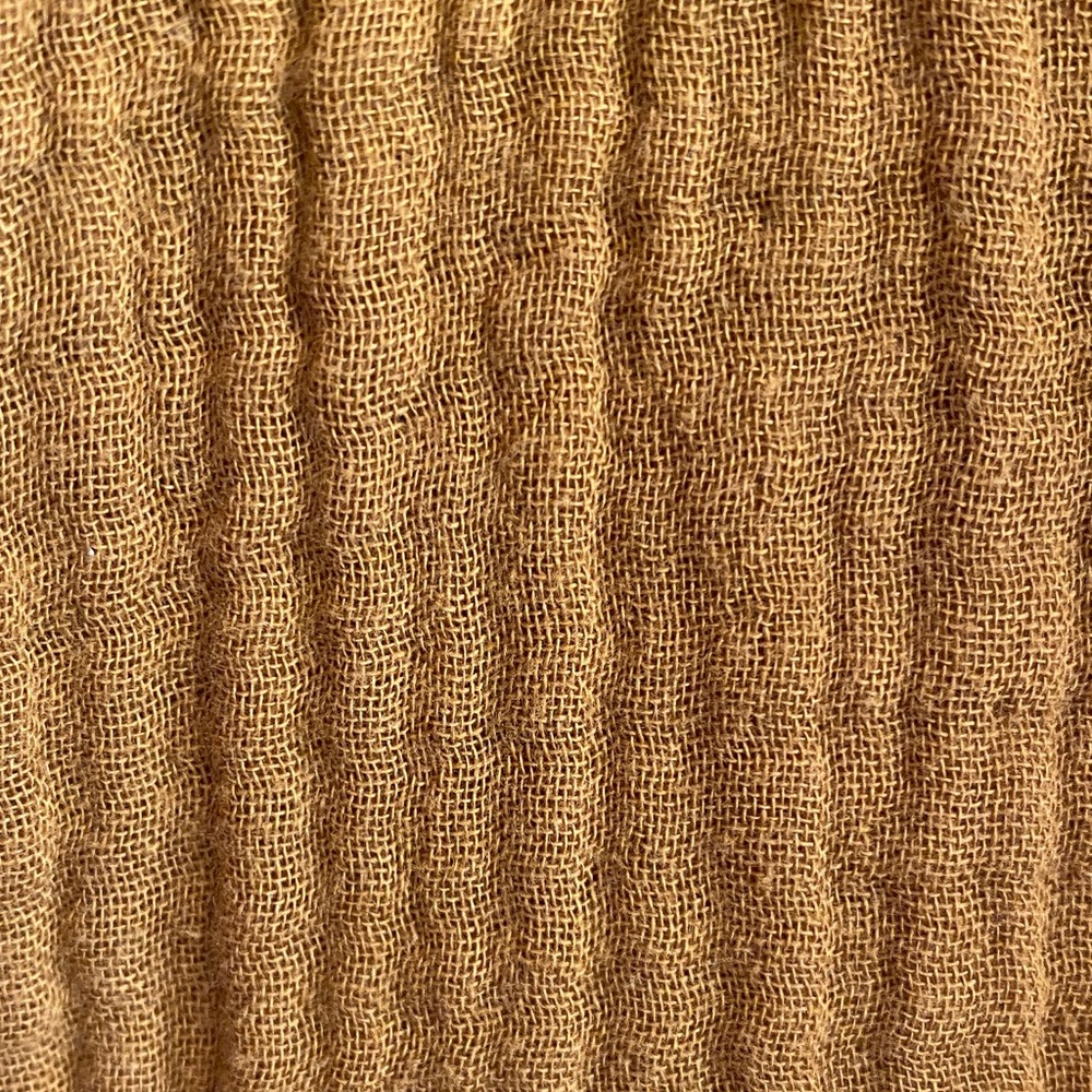 Madewell Women Long Puff Sleeve Mustard Yellow Waffle Knit Georgette Top Small - Picture 8 of 8